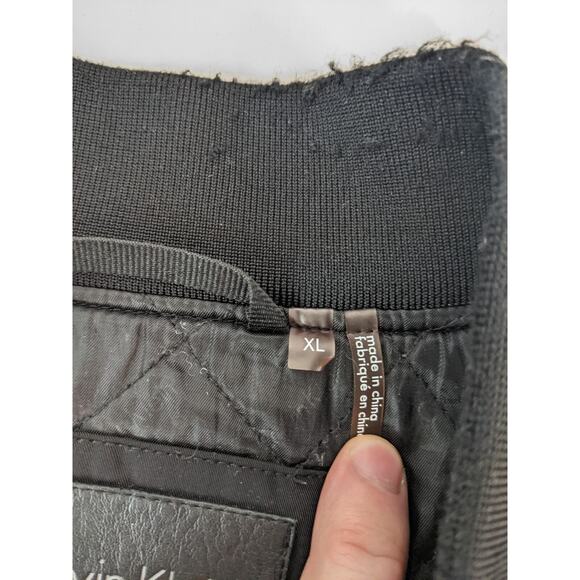 Calvin Klein Bomber Jacket Coat Black XL Zipper Pockets Mens Nylon Full Zip - Picture 3 of 8